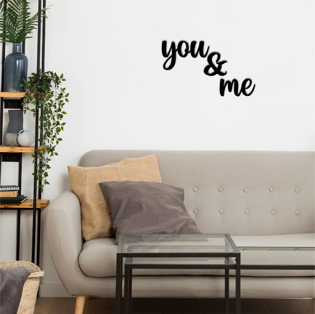"You & Me" Black Engineered Wood Wall Art Cutout, Ready to Hang Home Decor Kafalo