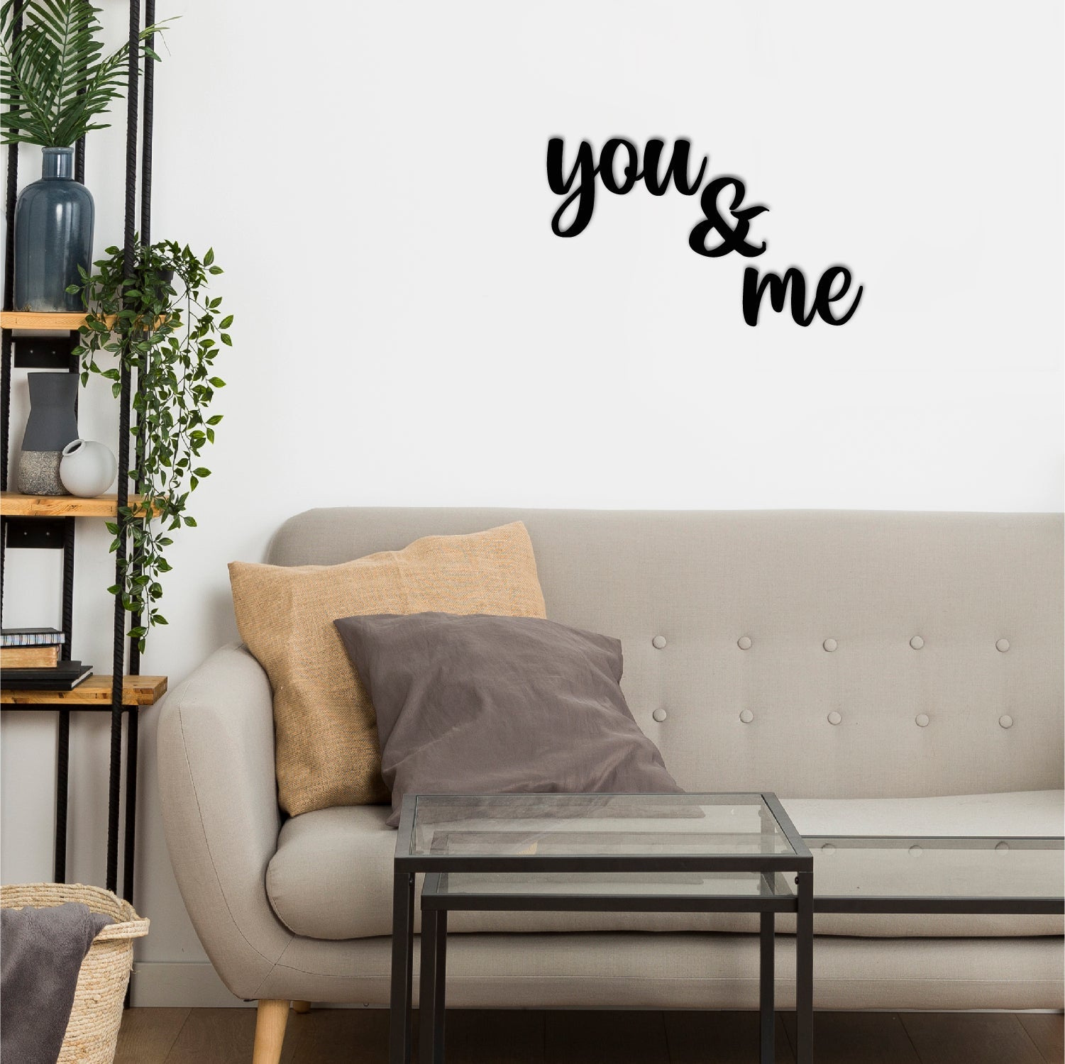 "You & Me" Black Engineered Wood Wall Art Cutout, Ready to Hang Home Decor Kafalo
