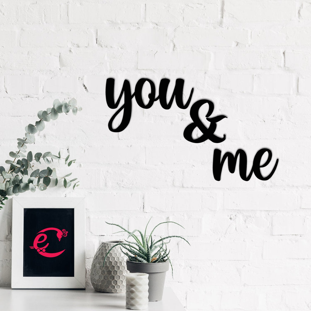 "You & Me" Black Engineered Wood Wall Art Cutout, Ready to Hang Home Decor Kafalo