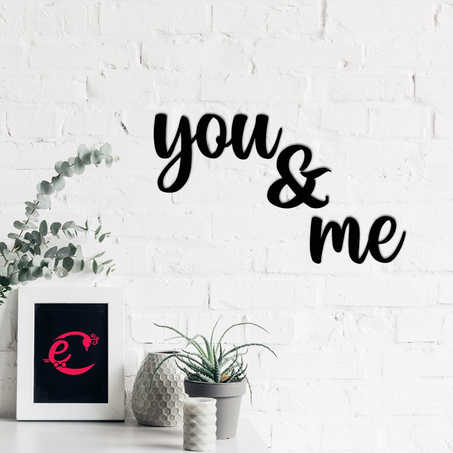 "You & Me" Black Engineered Wood Wall Art Cutout, Ready to Hang Home Decor Kafalo
