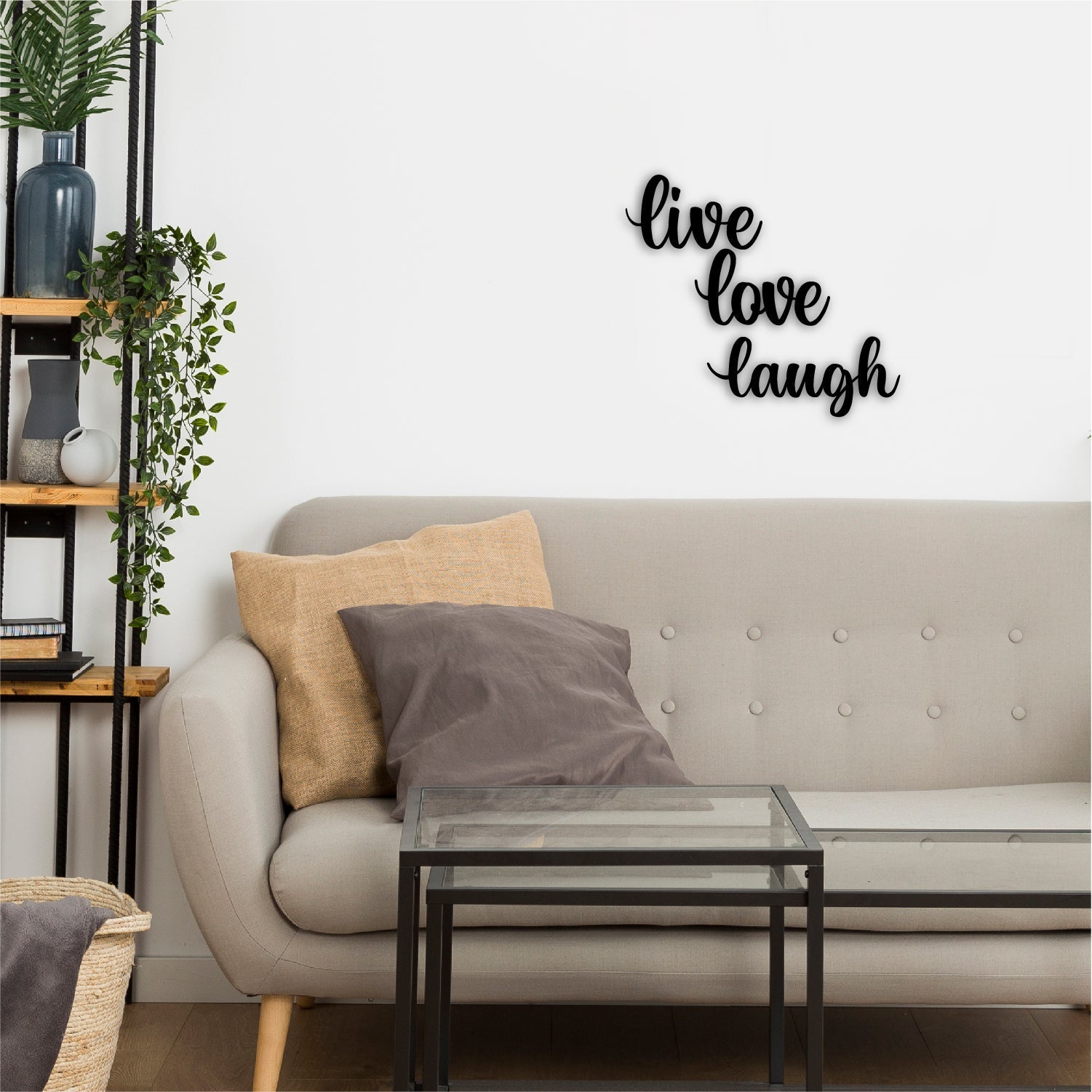 "Live Love Laugh" Black MDF Engineered Wooden Wall Art/Hanging Cutout for Home Decor Kafalo