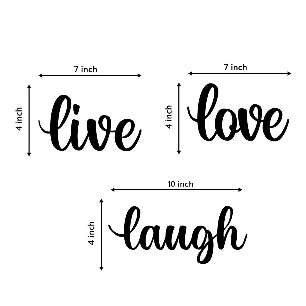 "Live Love Laugh" Black MDF Engineered Wooden Wall Art/Hanging Cutout for Home Decor Kafalo