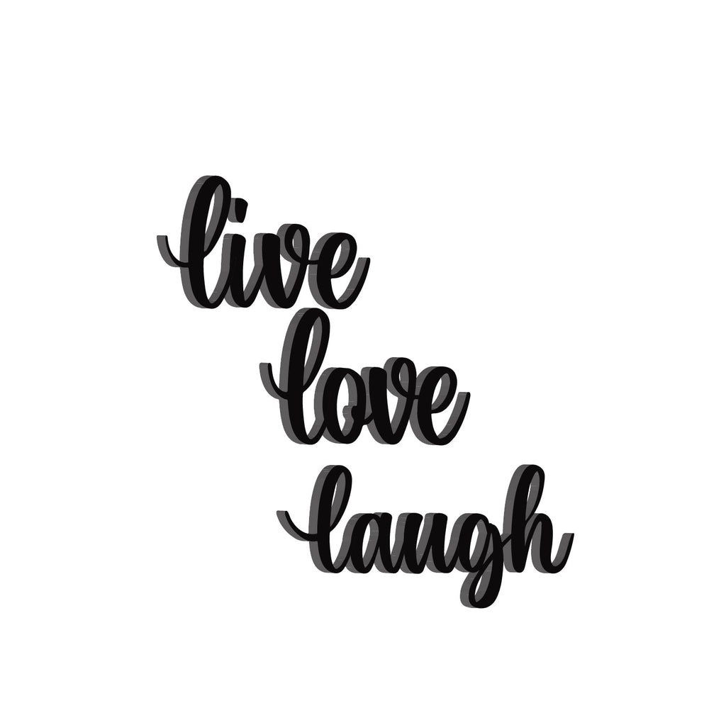 "Live Love Laugh" Black MDF Engineered Wooden Wall Art/Hanging Cutout for Home Decor Kafalo