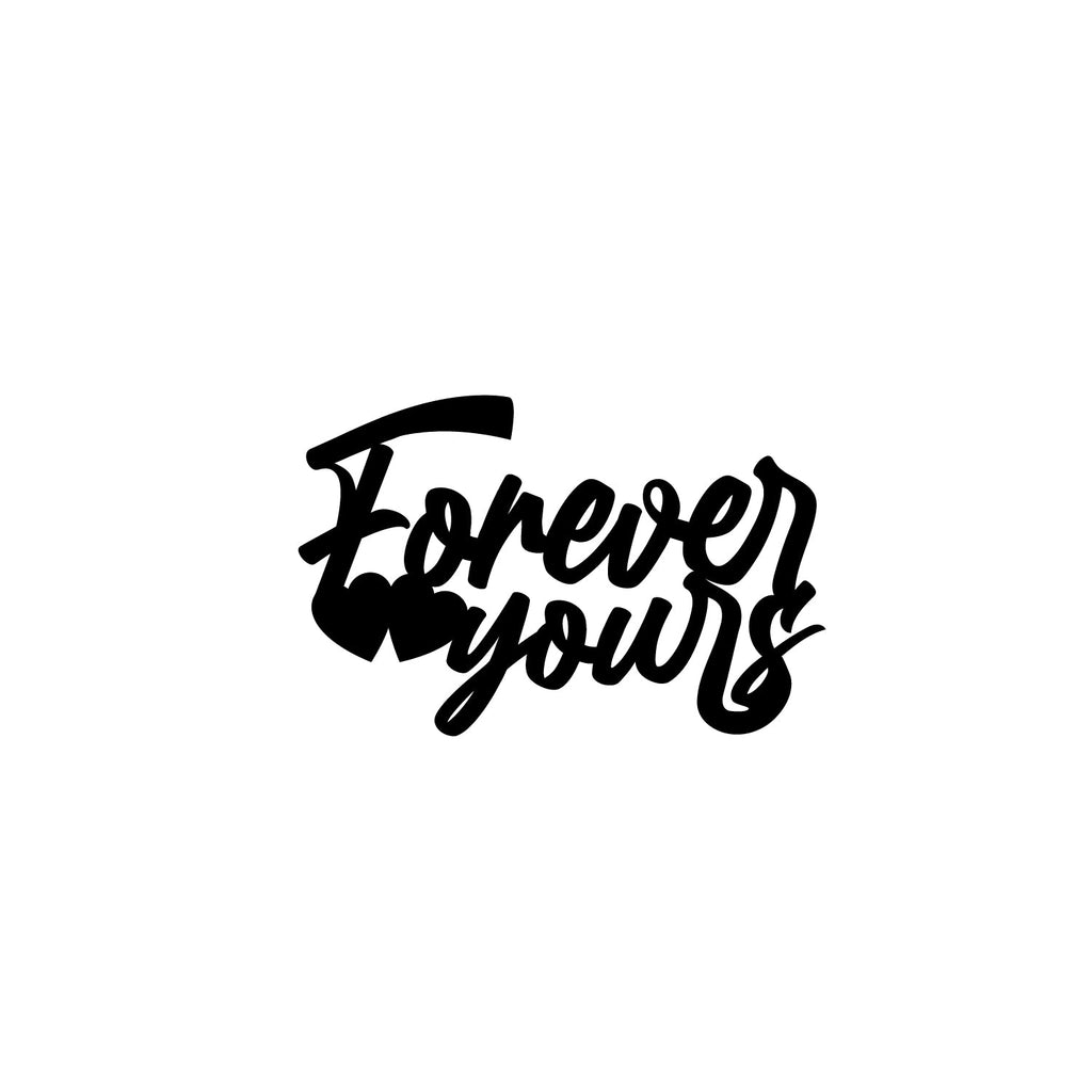 "Forever Yours" Love Theme Black Engineered Wood Wall Art Cutout, Ready to Hang Home Decor Kafalo