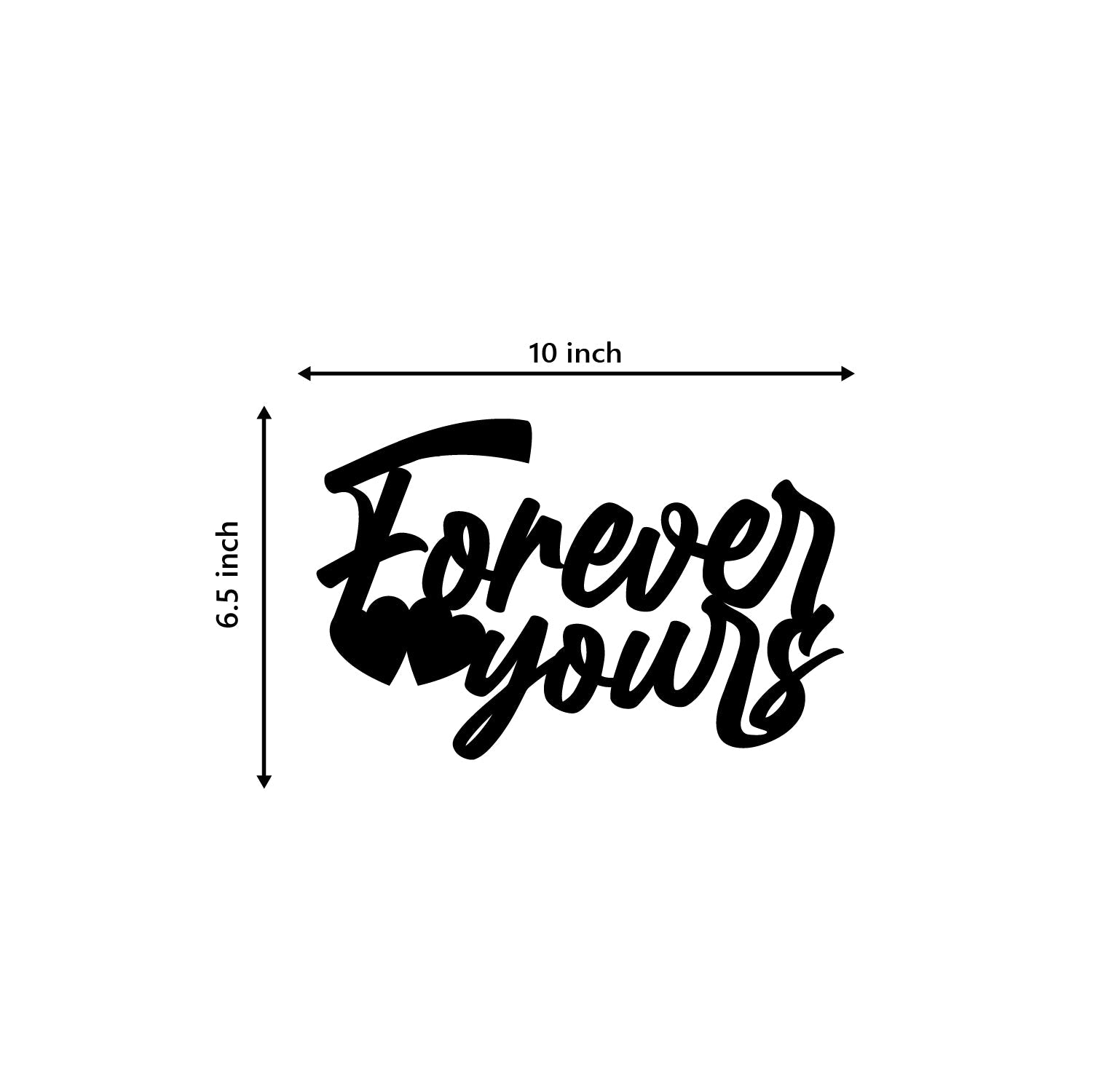 "Forever Yours" Love Theme Black Engineered Wood Wall Art Cutout, Ready to Hang Home Decor Kafalo