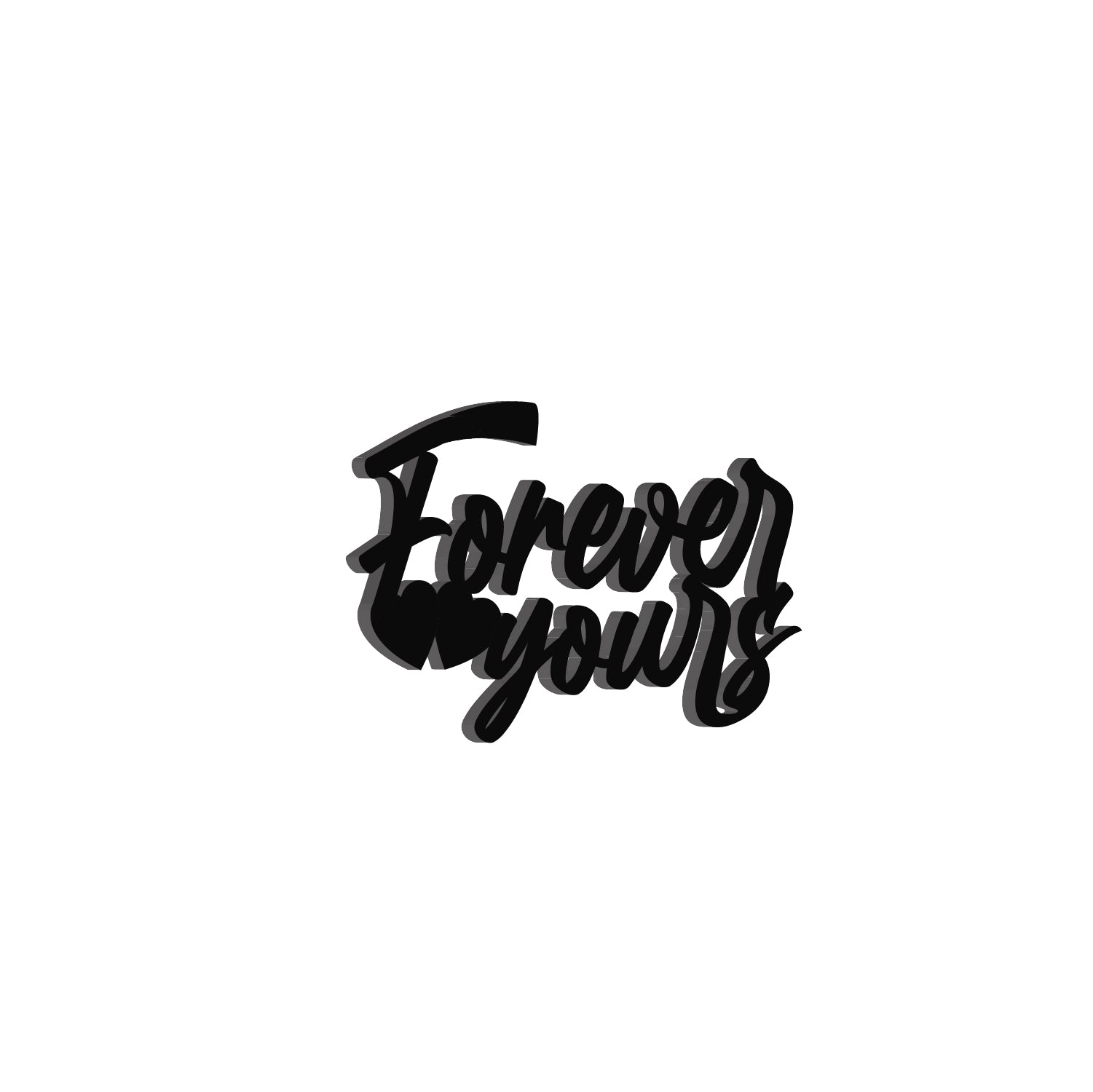 "Forever Yours" Love Theme Black Engineered Wood Wall Art Cutout, Ready to Hang Home Decor Kafalo