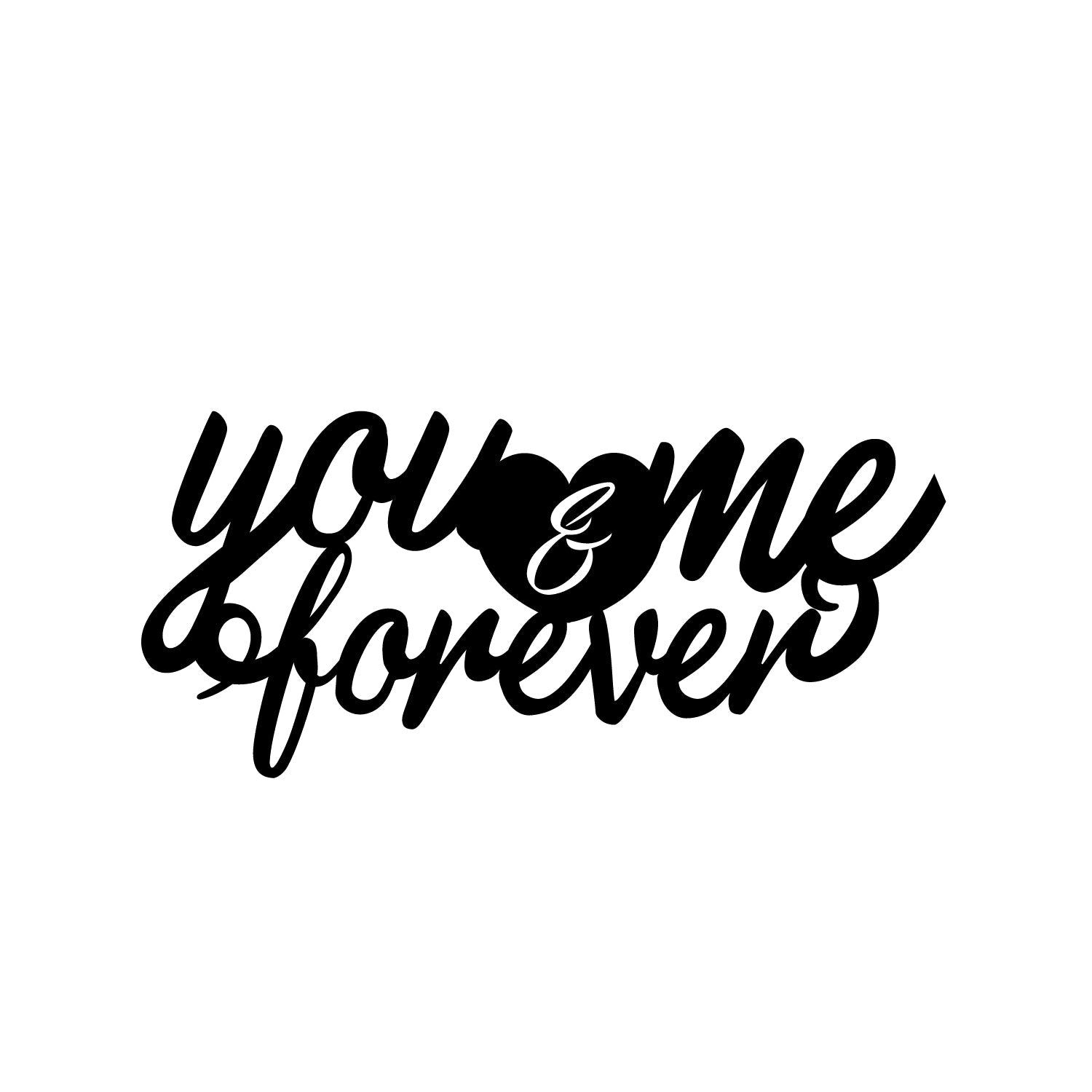 "You & Me Forever" Love Theme Black Engineered Wood Wall Art Cutout, Ready to Hang Home Decor Kafalo
