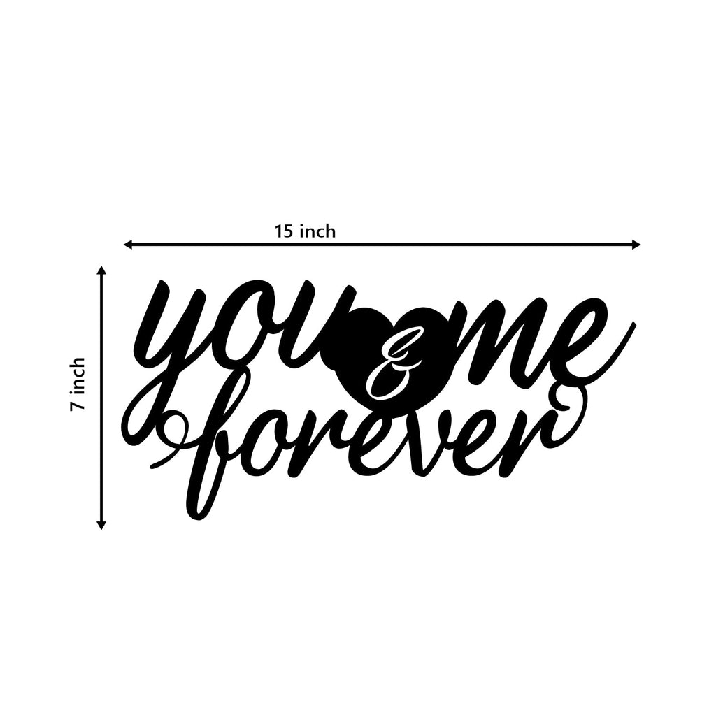 "You & Me Forever" Love Theme Black Engineered Wood Wall Art Cutout, Ready to Hang Home Decor Kafalo