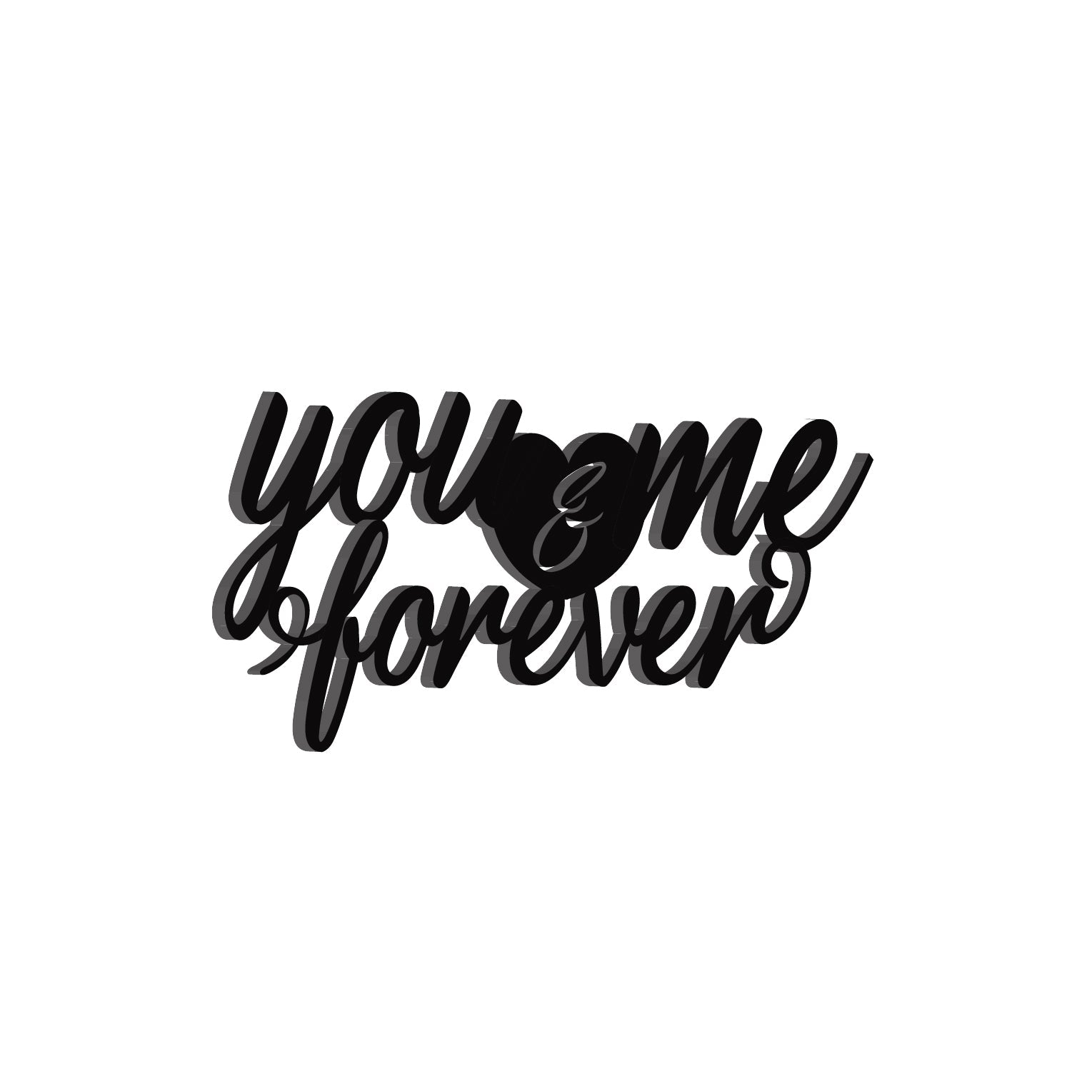 "You & Me Forever" Love Theme Black Engineered Wood Wall Art Cutout, Ready to Hang Home Decor Kafalo