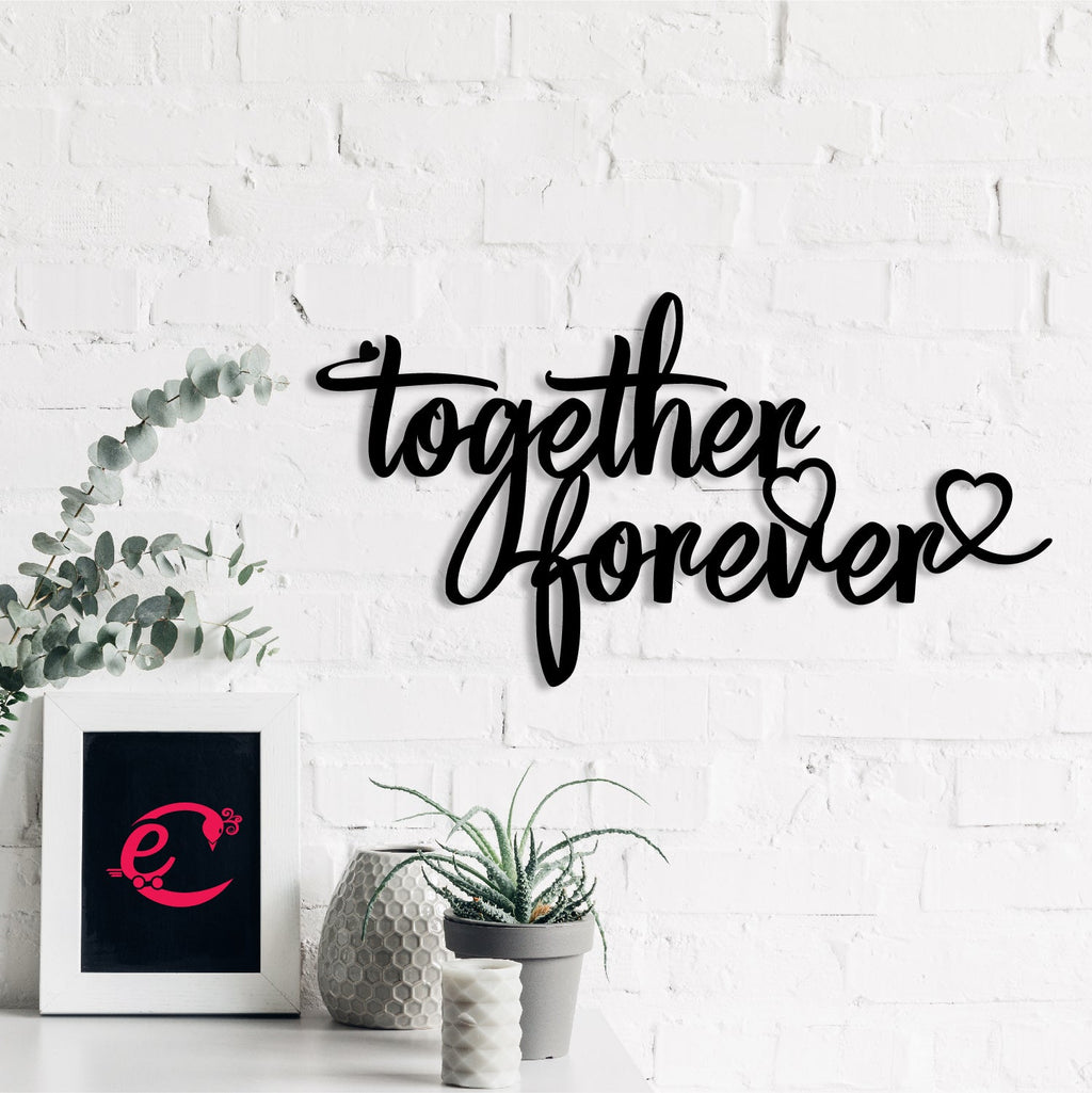 "Together Forever" Black MDF Engineered Wooden Wall Art/Hanging Cutout for Home Decor Kafalo