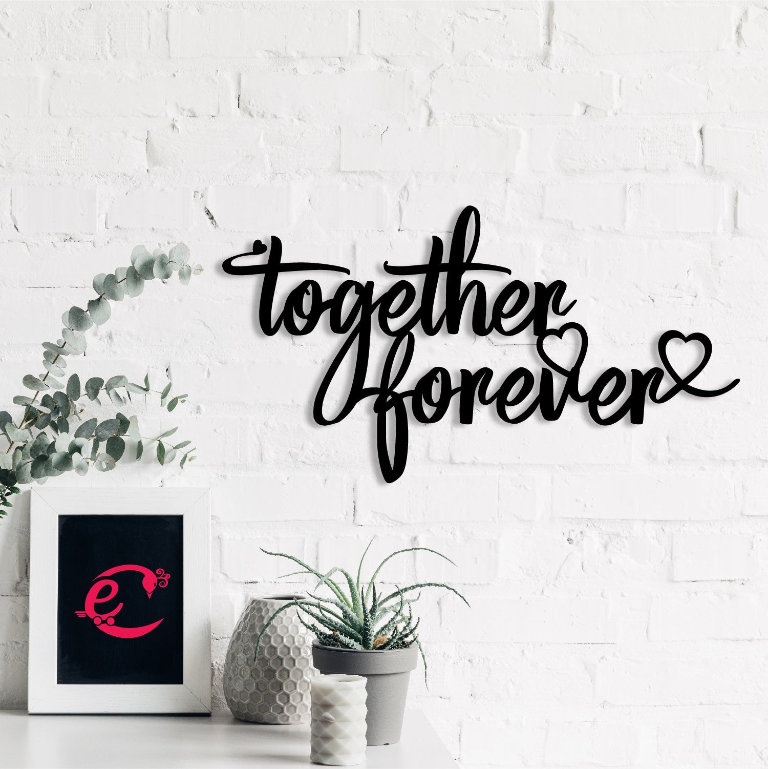 "Together Forever" Black MDF Engineered Wooden Wall Art/Hanging Cutout for Home Decor Kafalo