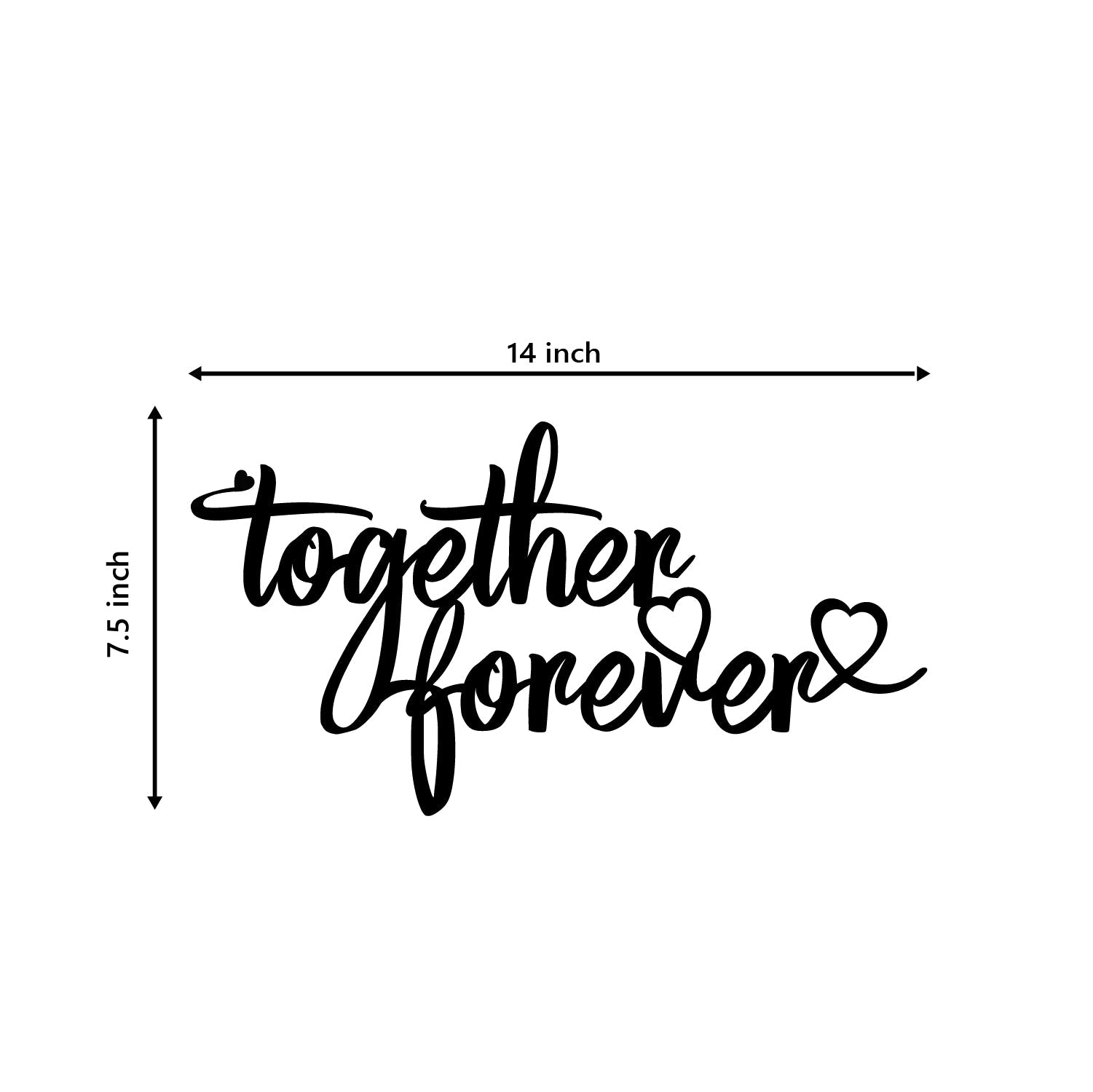 "Together Forever" Black MDF Engineered Wooden Wall Art/Hanging Cutout for Home Decor Kafalo