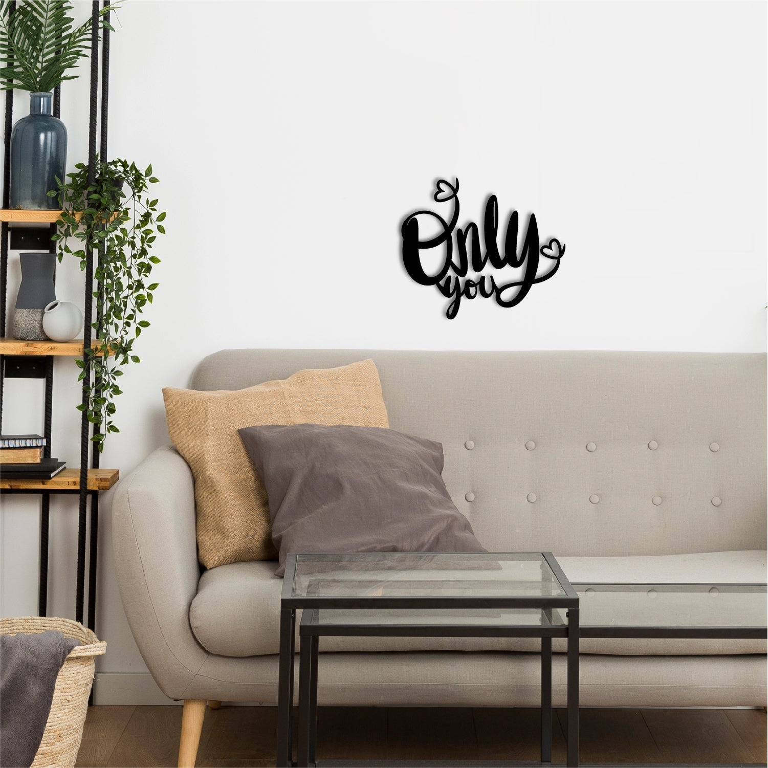 "Only You" Love Theme Black Engineered Wood Wall Art Cutout, Ready to Hang Home Decor Kafalo