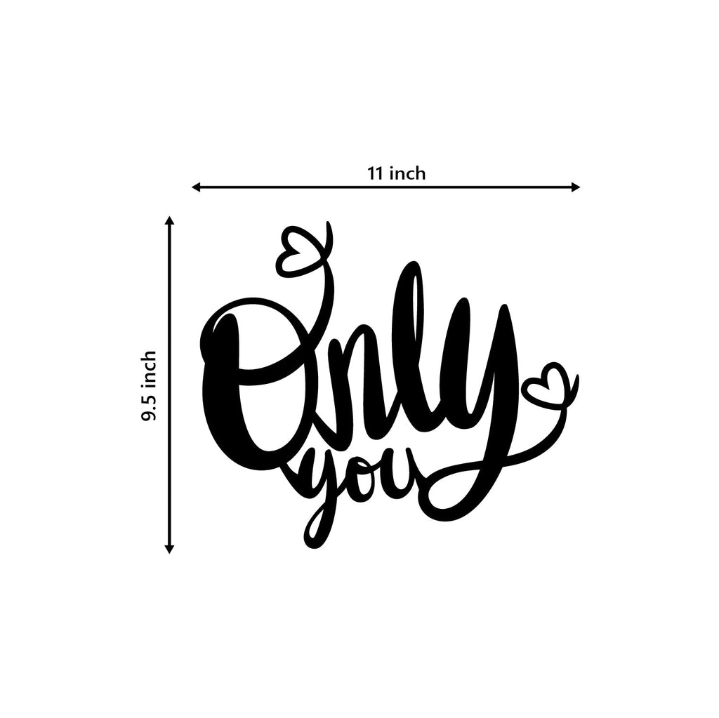"Only You" Love Theme Black Engineered Wood Wall Art Cutout, Ready to Hang Home Decor Kafalo