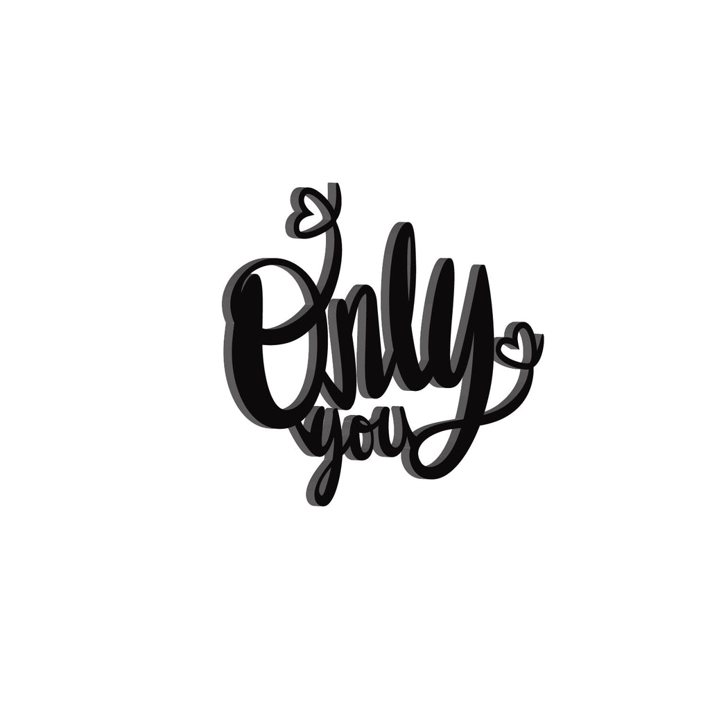 "Only You" Love Theme Black Engineered Wood Wall Art Cutout, Ready to Hang Home Decor Kafalo