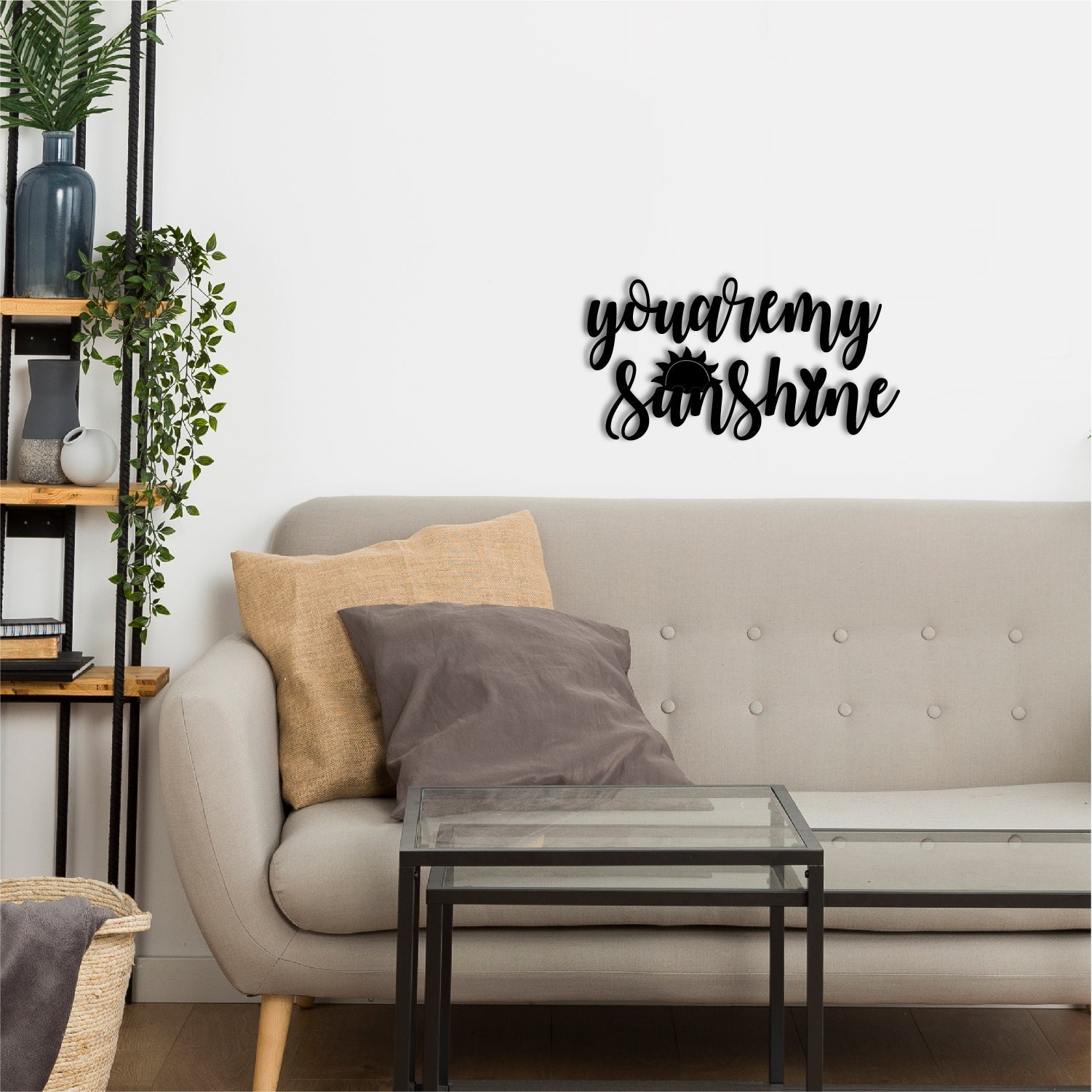 "You Are My Sunshine" Black Engineered Wood Wall Art Cutout, Ready to Hang Home Decor Kafalo