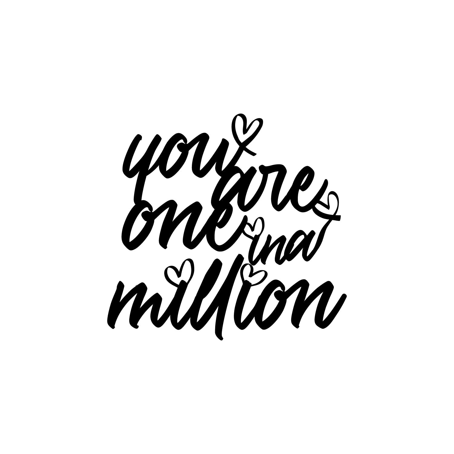 "You Are One In A Million" Love Theme Black Engineered Wood Wall Art Cutout, Ready to Hang Home Decor Kafalo