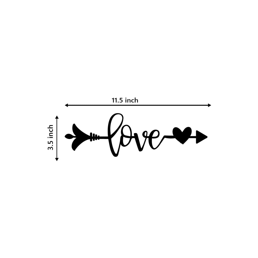 Love Arrow Through Heart Valentine Theme Black Engineered Wood Wall Art Cutout, Ready To Hang Home Decor Kafalo