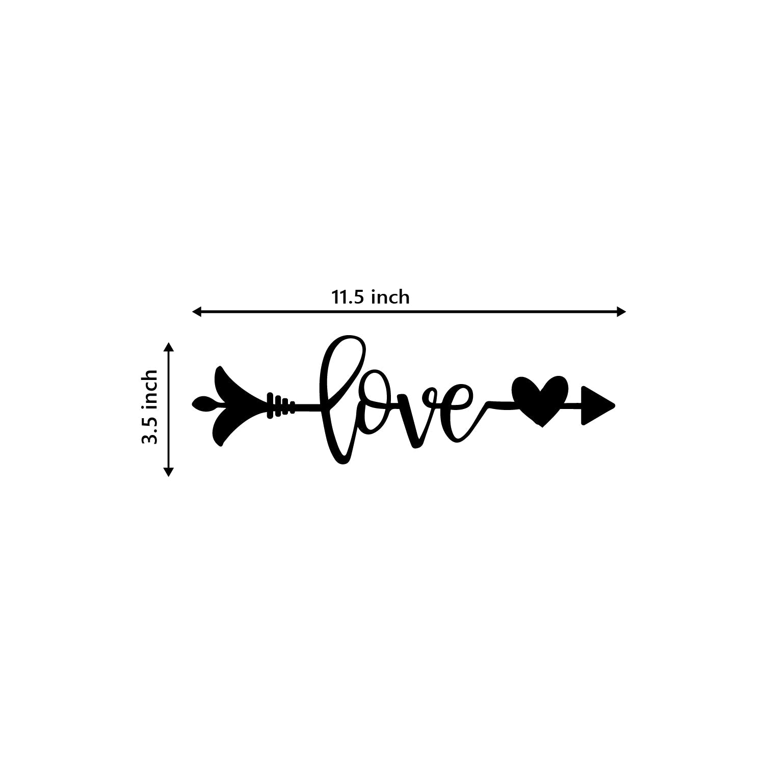 Love Arrow Through Heart Valentine Theme Black Engineered Wood Wall Art Cutout, Ready To Hang Home Decor Kafalo