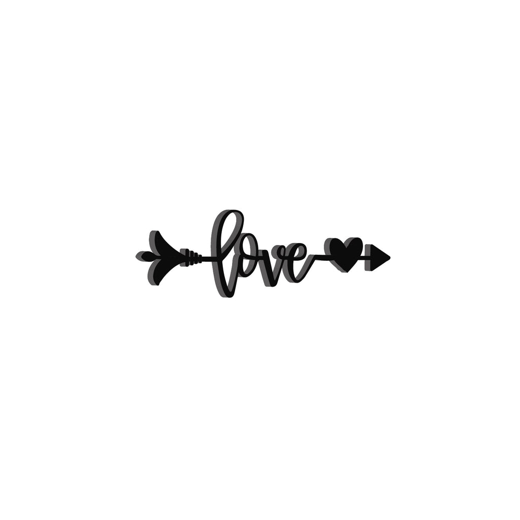 Love Arrow Through Heart Valentine Theme Black Engineered Wood Wall Art Cutout, Ready To Hang Home Decor Kafalo