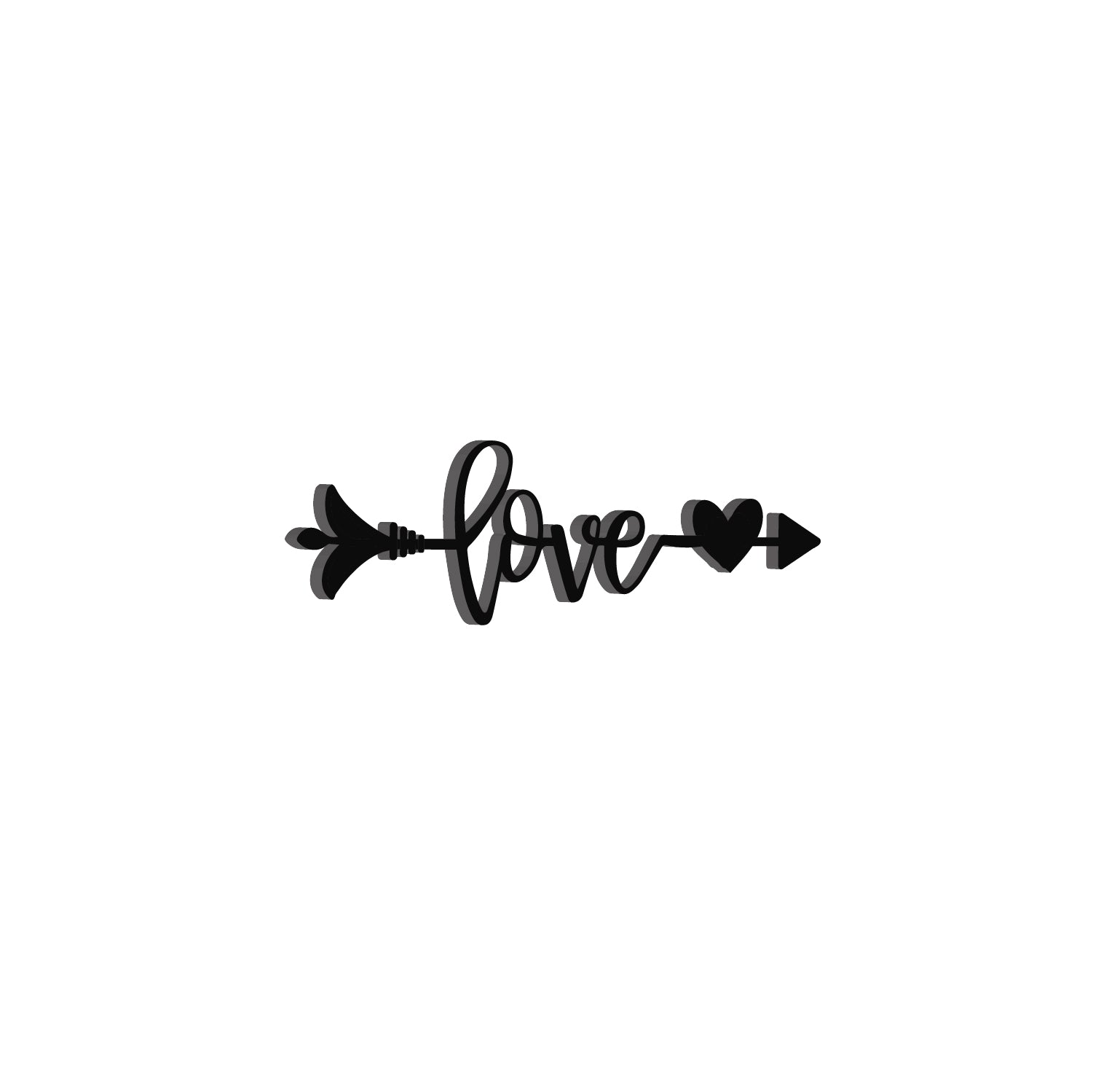 Love Arrow Through Heart Valentine Theme Black Engineered Wood Wall Art Cutout, Ready To Hang Home Decor Kafalo