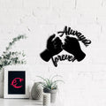 "Always & Forever" Love Theme Black Engineered Wood Wall Art Cutout, Ready to Hang Home Decor Kafalo
