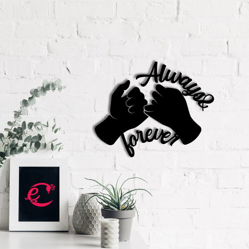 "Always & Forever" Love Theme Black Engineered Wood Wall Art Cutout, Ready to Hang Home Decor Kafalo