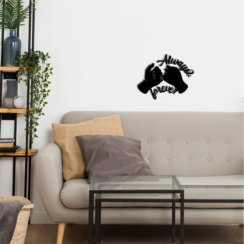 "Always & Forever" Love Theme Black Engineered Wood Wall Art Cutout, Ready to Hang Home Decor Kafalo