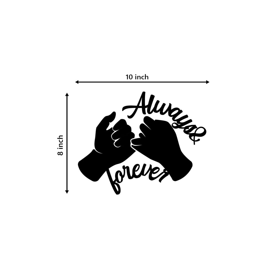 "Always & Forever" Love Theme Black Engineered Wood Wall Art Cutout, Ready to Hang Home Decor Kafalo