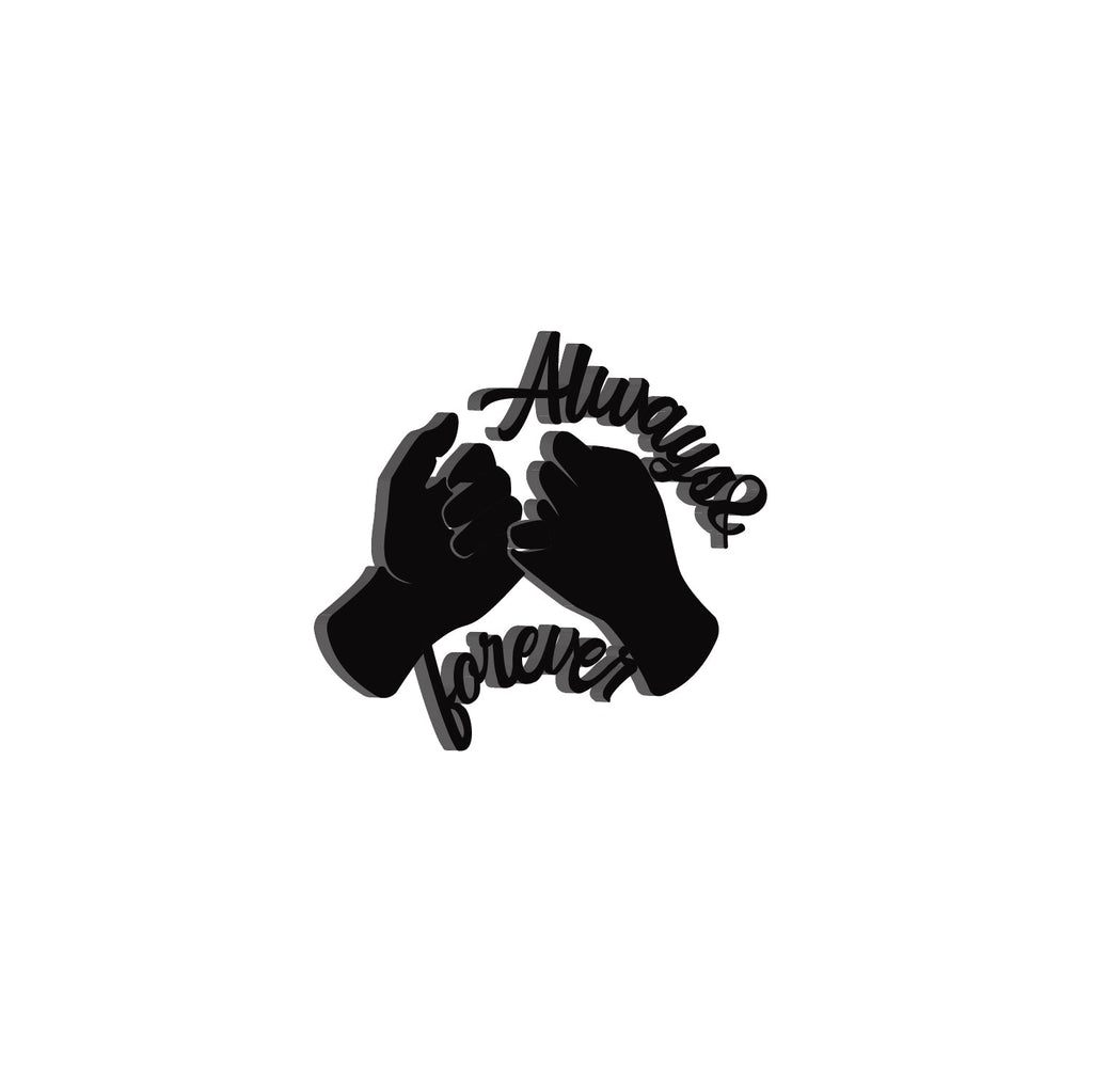 "Always & Forever" Love Theme Black Engineered Wood Wall Art Cutout, Ready to Hang Home Decor Kafalo
