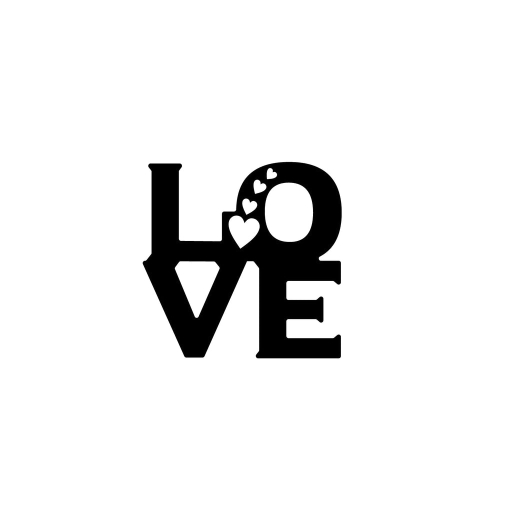 "Love with 4 Hearts" Valentine Theme Black Engineered Wood Wall Art Cutout, Ready to Hang Home Decor Kafalo