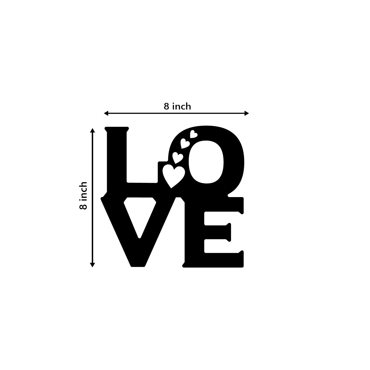 "Love with 4 Hearts" Valentine Theme Black Engineered Wood Wall Art Cutout, Ready to Hang Home Decor Kafalo