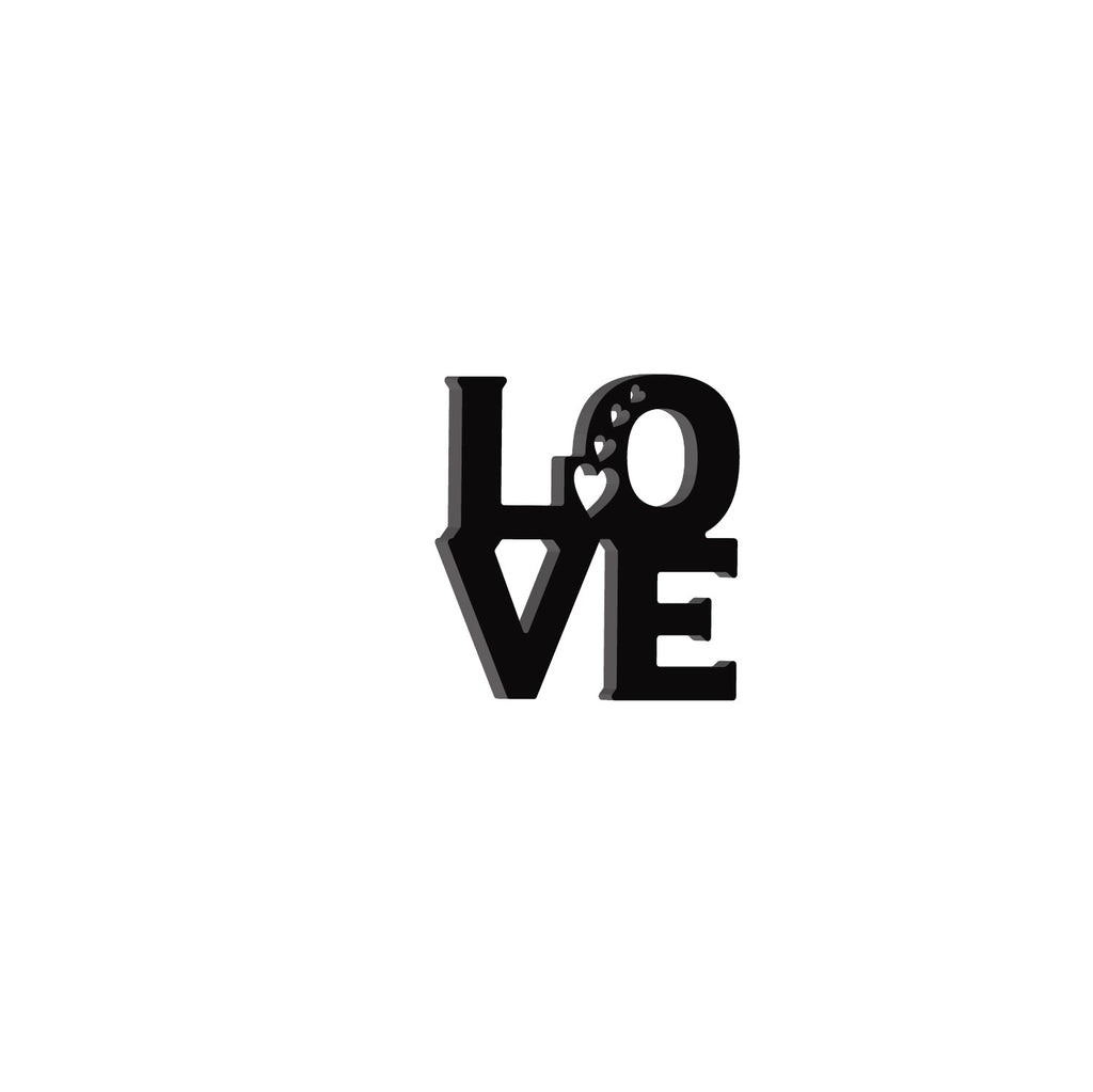 "Love with 4 Hearts" Valentine Theme Black Engineered Wood Wall Art Cutout, Ready to Hang Home Decor Kafalo