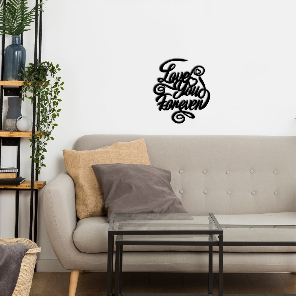 "Love You Forever" Valentine Theme Black Engineered Wood Wall Art Cutout, Ready to Hang Home Decor Kafalo