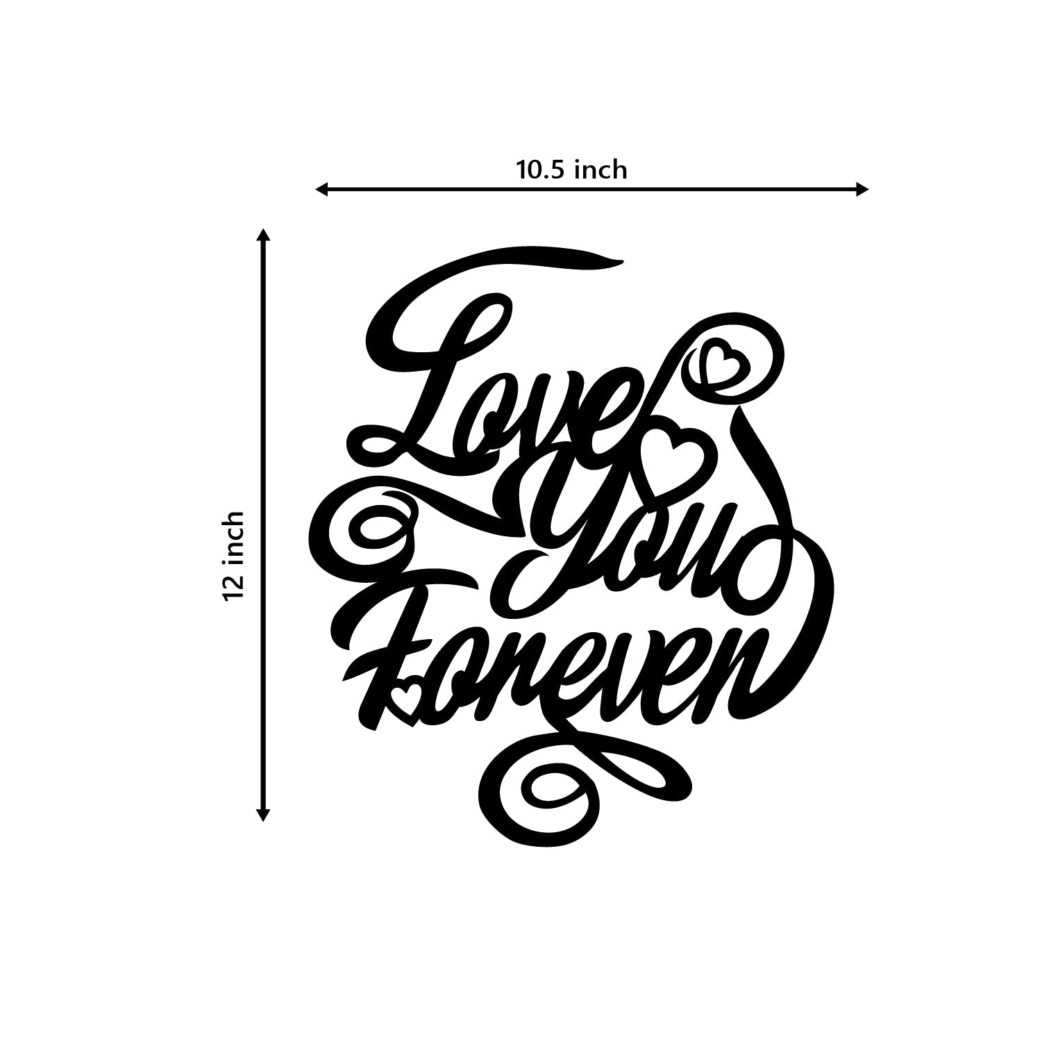 "Love You Forever" Valentine Theme Black Engineered Wood Wall Art Cutout, Ready to Hang Home Decor Kafalo