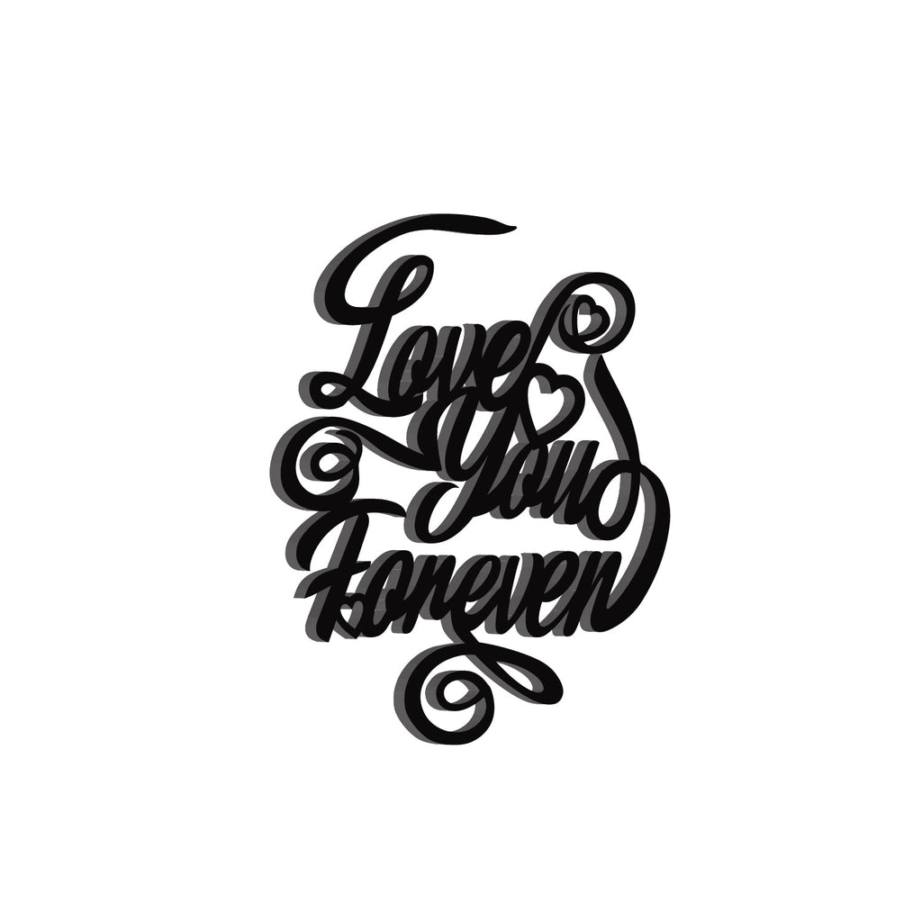 "Love You Forever" Valentine Theme Black Engineered Wood Wall Art Cutout, Ready to Hang Home Decor Kafalo