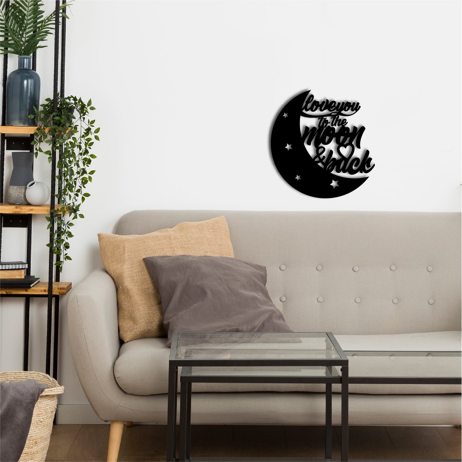 Love You To The Moon And Back Black Engineered Wood Wall Art Cutout, Ready To Hang Home Decor Kafalo