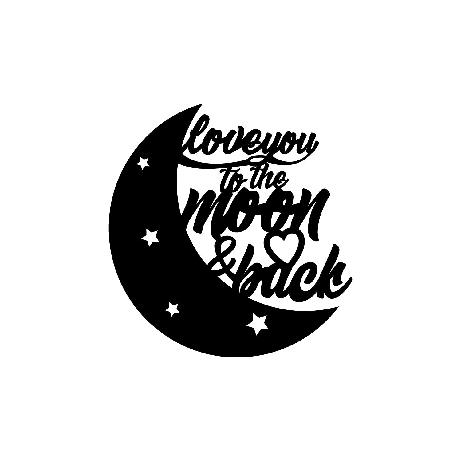 Love You To The Moon And Back Black Engineered Wood Wall Art Cutout, Ready To Hang Home Decor Kafalo