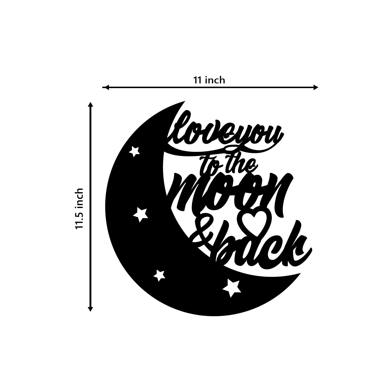 Love You To The Moon And Back Black Engineered Wood Wall Art Cutout, Ready To Hang Home Decor Kafalo