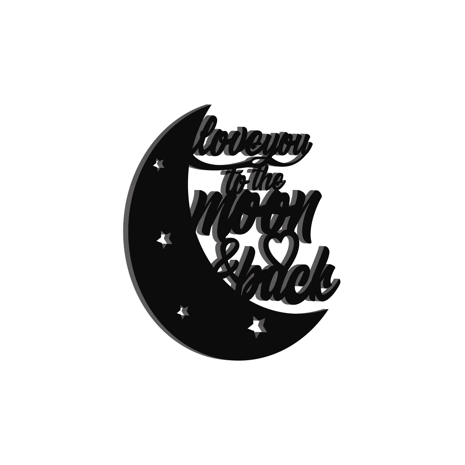 Love You To The Moon And Back Black Engineered Wood Wall Art Cutout, Ready To Hang Home Decor Kafalo