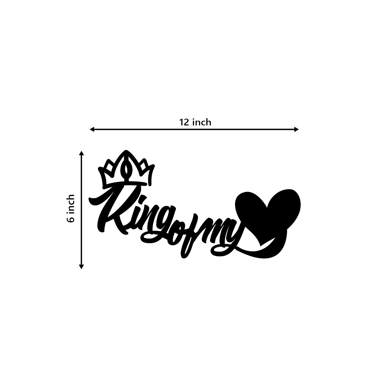 "King Of My Heart" Love Theme Black Engineered Wood Wall Art Cutout, Ready to Hang Home Decor Kafalo