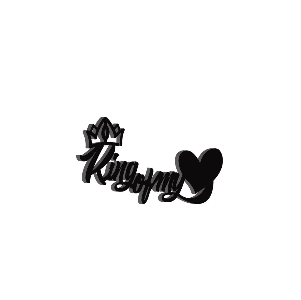 "King Of My Heart" Love Theme Black Engineered Wood Wall Art Cutout, Ready to Hang Home Decor Kafalo