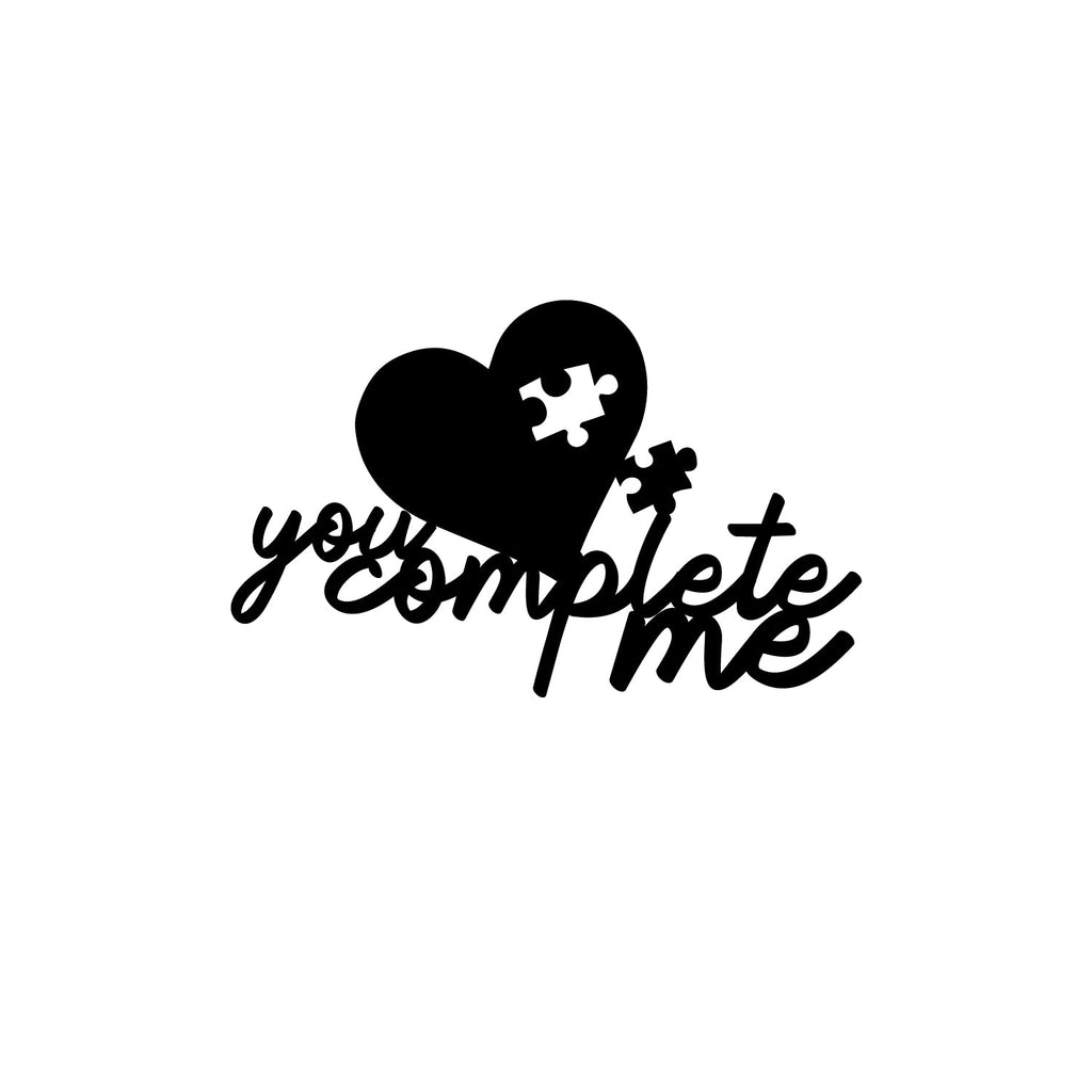 You Complete Me Love Theme Black Engineered Wood Wall Art Cutout, Ready To Hang Home Decor Kafalo