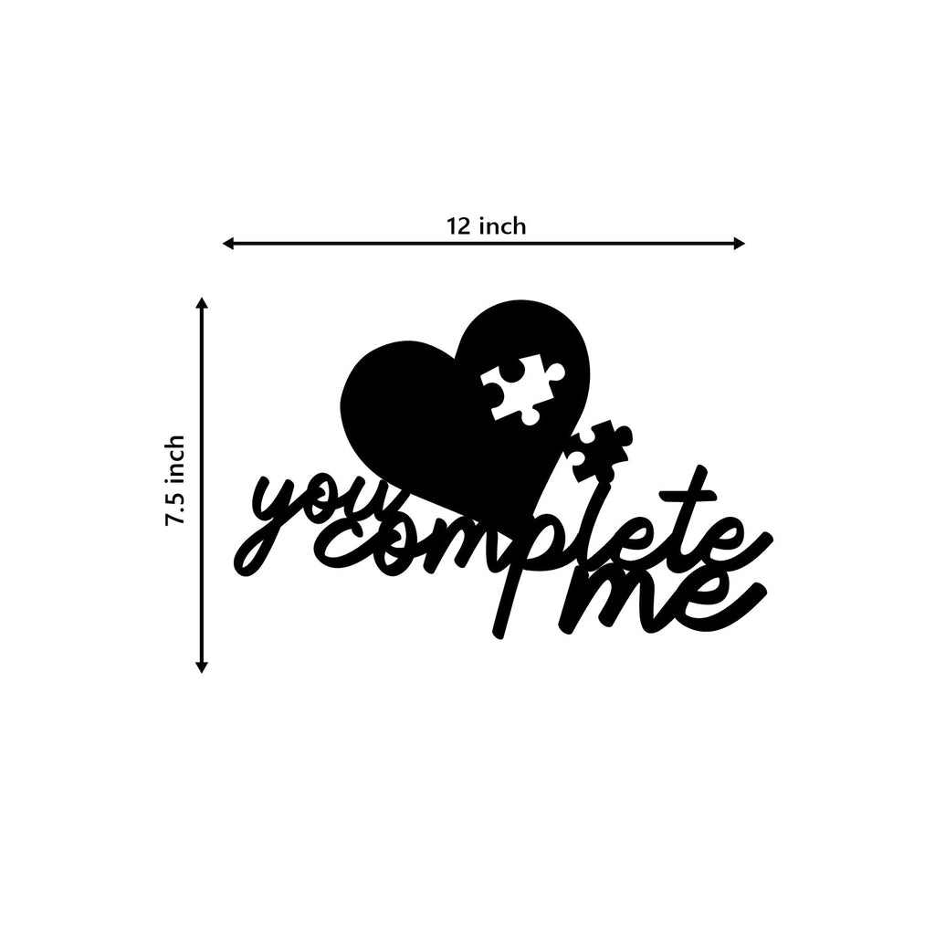You Complete Me Love Theme Black Engineered Wood Wall Art Cutout, Ready To Hang Home Decor Kafalo