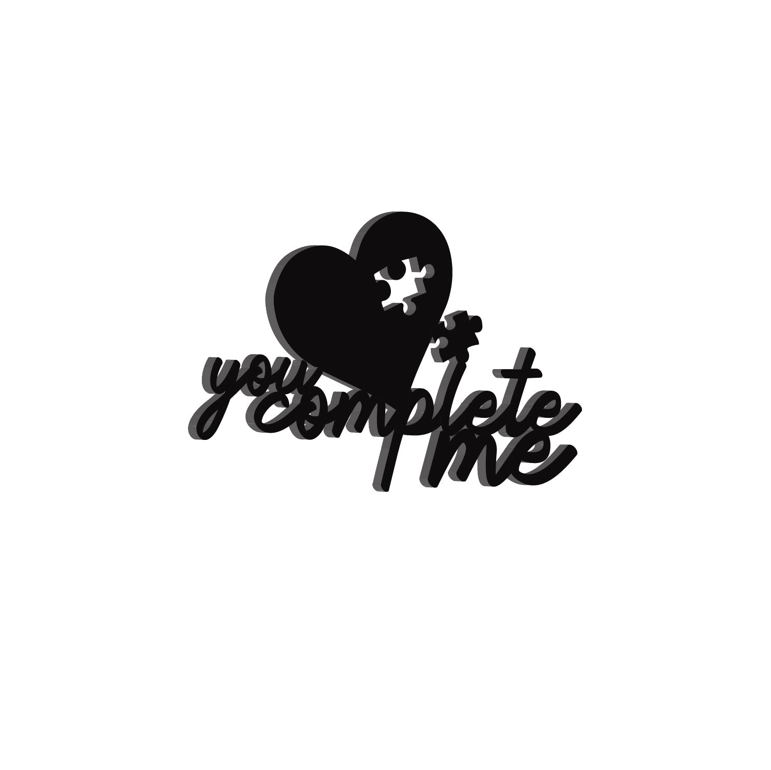 You Complete Me Love Theme Black Engineered Wood Wall Art Cutout, Ready To Hang Home Decor Kafalo