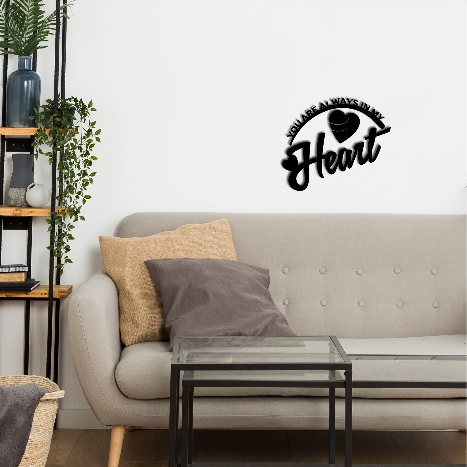 You Are Always In My Heart Love Theme Black Engineered Wood Wall Art Cutout, Ready To Hang Home Decor Kafalo