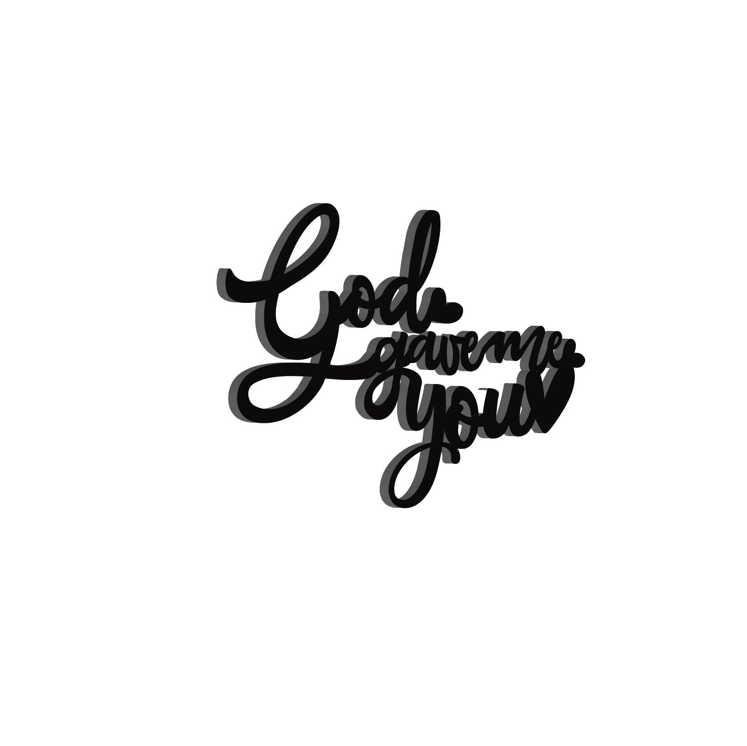 "God Gave Me You" Love Theme Black Engineered Wood Wall Art Cutout, Ready to Hang Home Decor Kafalo