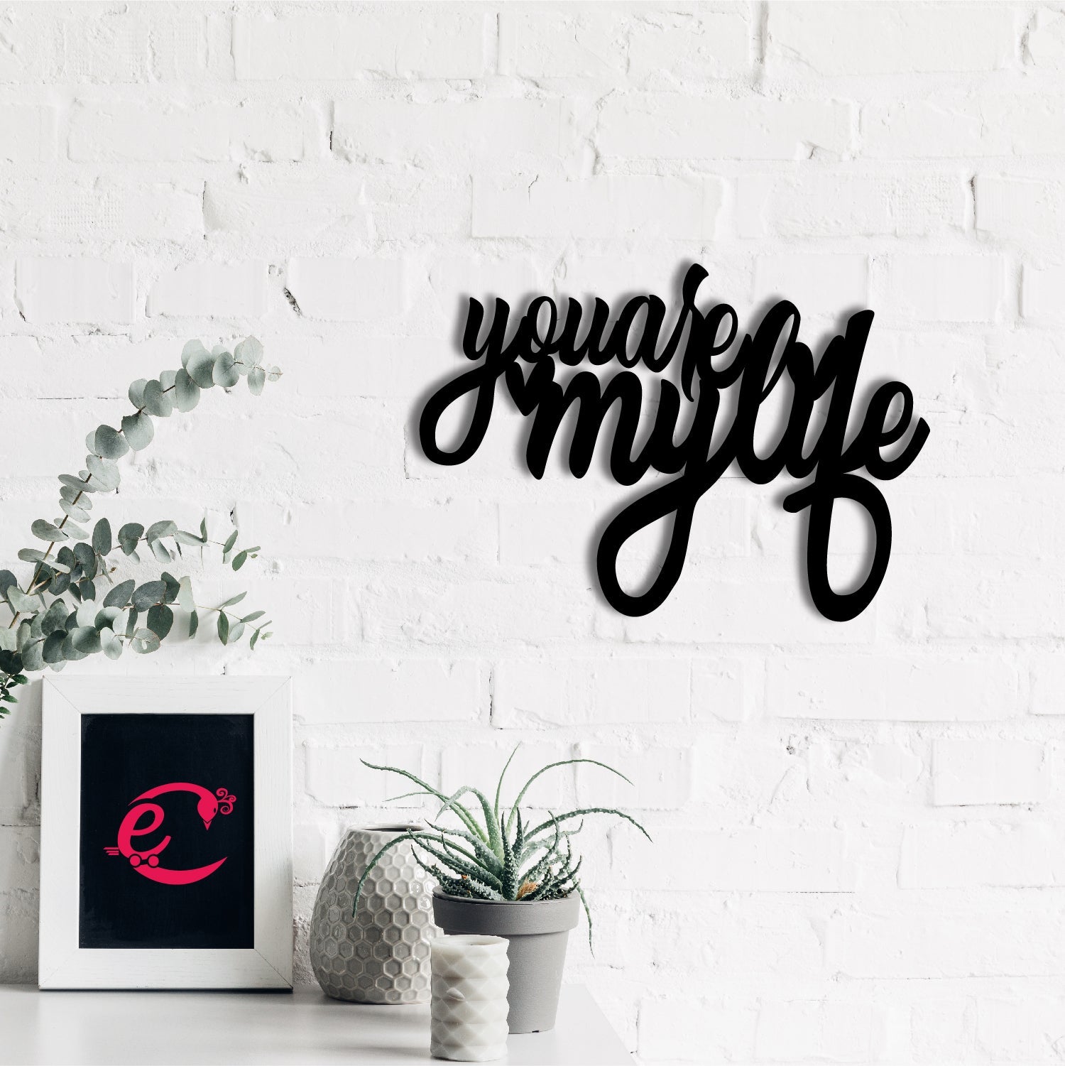 You Are My Life Love Theme Black Engineered Wood Wall Art Cutout, Ready To Hang Home Decor Kafalo