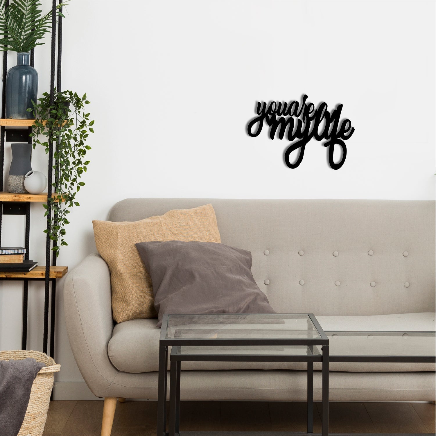 You Are My Life Love Theme Black Engineered Wood Wall Art Cutout, Ready To Hang Home Decor Kafalo
