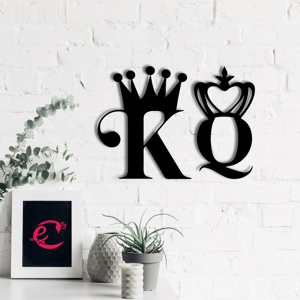 "King And Queen" Love Theme Black Engineered Wood Wall Art Cutout, Ready to Hang Home DÃ©cor Kafalo